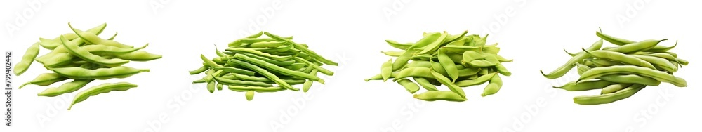 Collection of Green Bean Chips isolated on transparent png background. Generative ai Collection of Green Bean Chips isolated on transparent png background. Generative ai