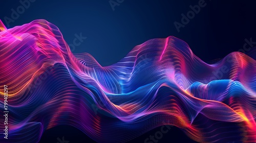 fondo abstracto, ondas con luces de neón photo