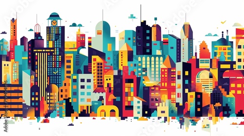 Abstract Cities, Perfect for urban life, tourism, or urban planning companies. Evokes modernity and liveliness, ideal for dynamic presentations. Generative AI.