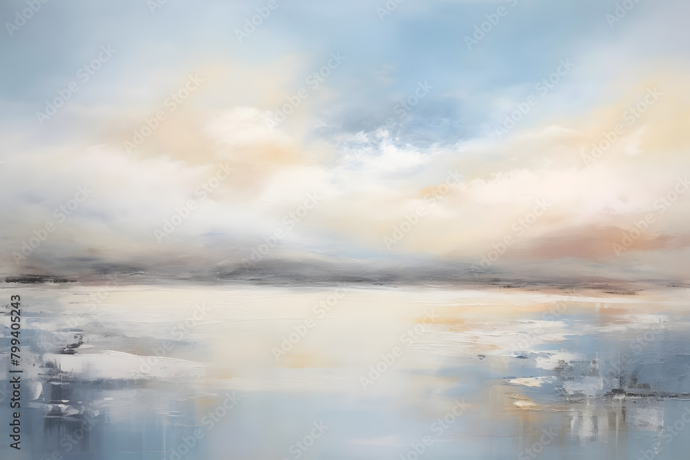Seaside Serenity Sojourn, abstract landscape art, painting background, wallpaper, generative ai