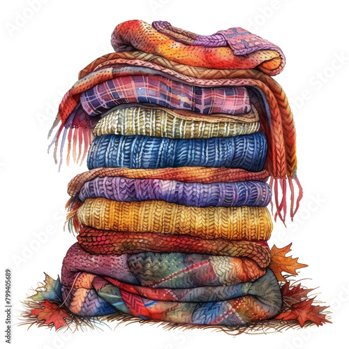 Stack of Blankets Piled Together