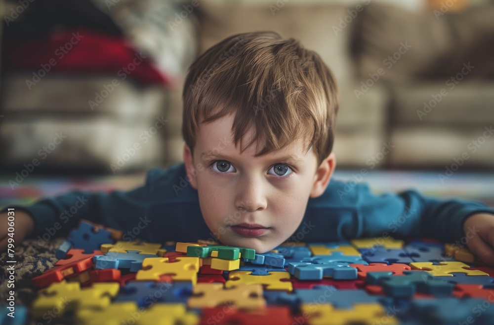 Boy puzzle play autism Boy puzzle play autism