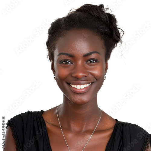Smiling Woman in Black Shirt