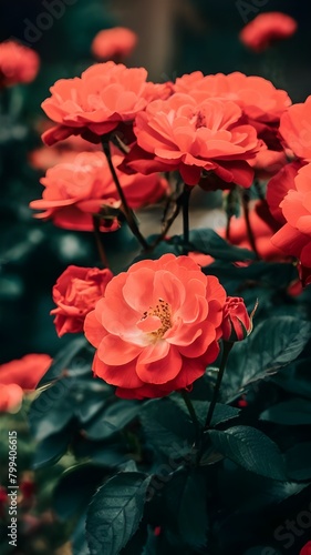 Beautiful red roses in the garden