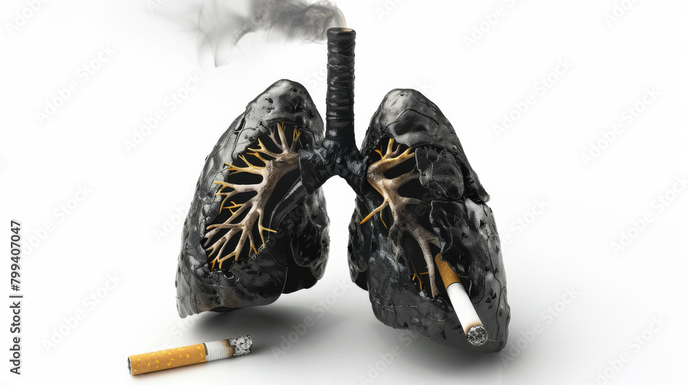 A concept of damaged lungs from the effects of smoking cigarettes
