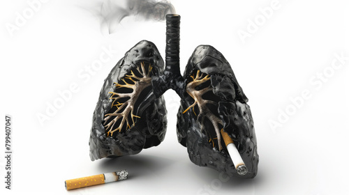 Obraz na płótnie A concept of damaged lungs from the effects of smoking cigarettes w salonie