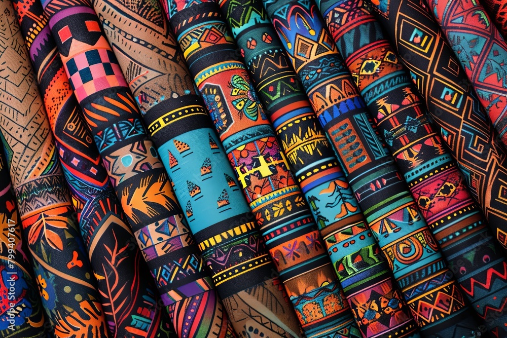 Ethnic Patterns, Embrace cultural heritage and diversity with these vibrant designs. Perfect for fashion or tourism brands seeking authenticity and uniqueness. Generative AI.