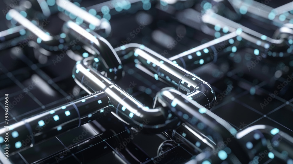 Fototapeta premium Digital Network Blockchain Technology Connecting the Future