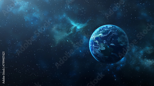 A planet in the distance in outer space
