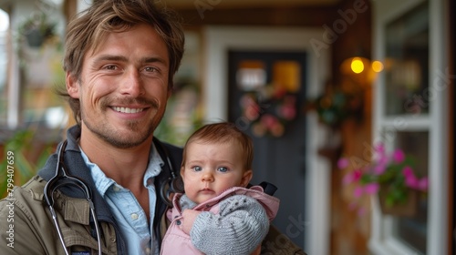 Man Holding Baby in Arms