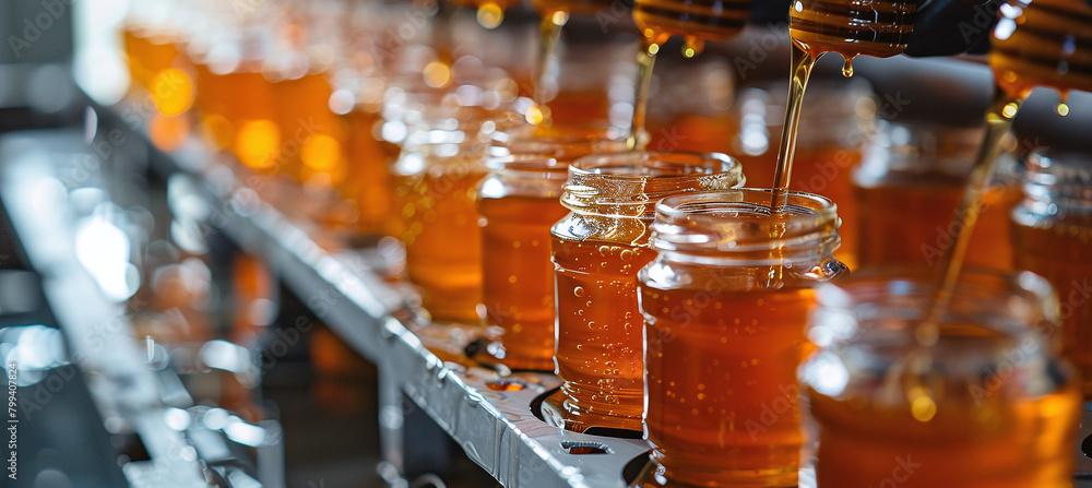 Factor of filling empty jars with fresh honey