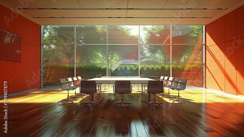 Conference Room With Large Table and Chairs