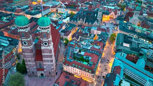 Aerial view of central Munich, the capital and most populous city of the Free State of Bavaria, Germany photo