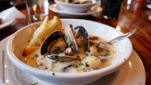 Savory Clam Chowder Delight, Culinary World Tour, Food and Street Food photo