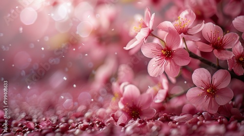 Branch of a Tree With Pink Flowers