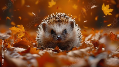 Hedge Surrounded by Pile of Leaves