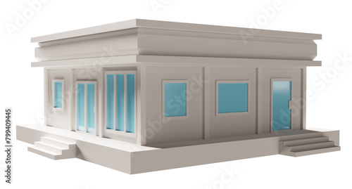 Blue door and window building. 3d rendering. 