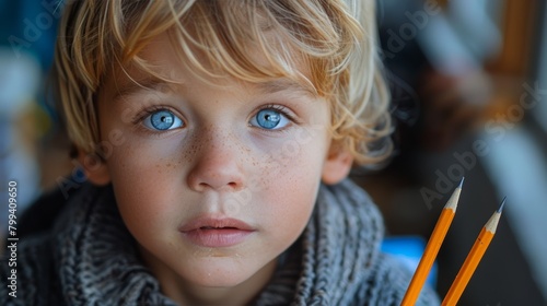 Close-Up of Child With Blue Eyes