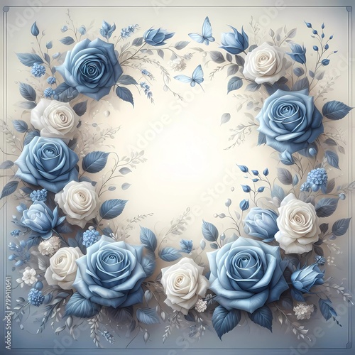 Hintergrund, Wallpaper: Rahmen aus blauen Rosen