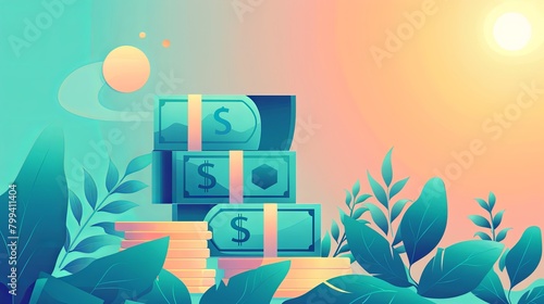 Perfect for financial institutions, this image showcases a growing money account, ideal for banks, investment funds, and financial consultants. Background features an account with increasing funds.