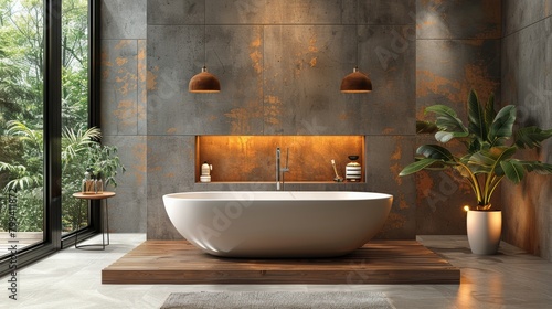 Large White Bathtub in Bathroom
