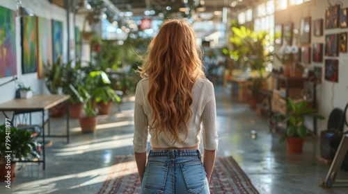 Woman Standing in Front of Large Window