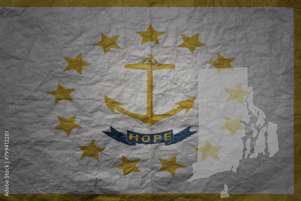 big national flag and map of rhode island state on a grunge old paper texture background big national flag and map of rhode island state on a grunge old paper texture background