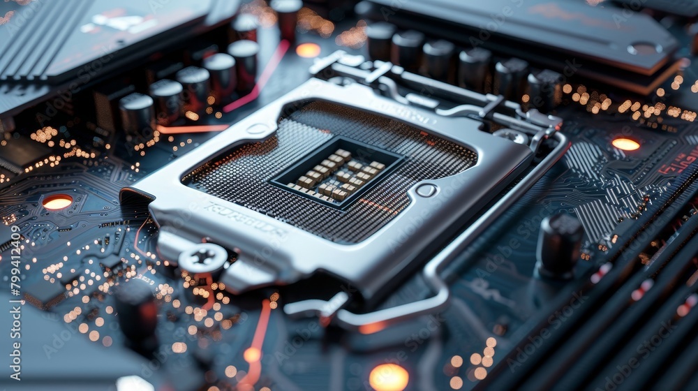 Revolutionizing Technology Closeup of Advanced AI Chipsets on Motherboard Empowering Search Engine Automation and Algorithm Enhancement Revolutionizing Technology Closeup of Advanced AI Chipsets on Motherboard Empowering Search Engine Automation and Algorithm Enhancement