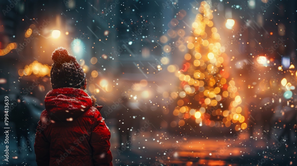 Person Standing in Front of Christmas Tree Person Standing in Front of Christmas Tree