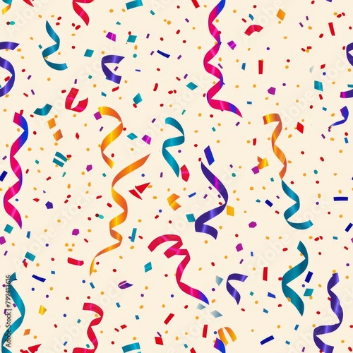 Simple Seamless Birthday Streamers and Confetti Pattern