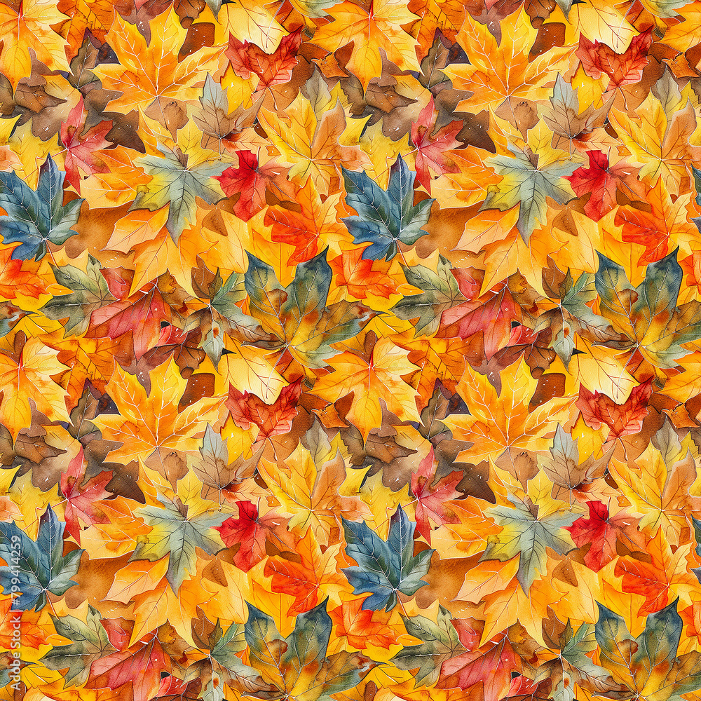 Multicolored Autumn Leaves Pattern Multicolored Autumn Leaves Pattern
