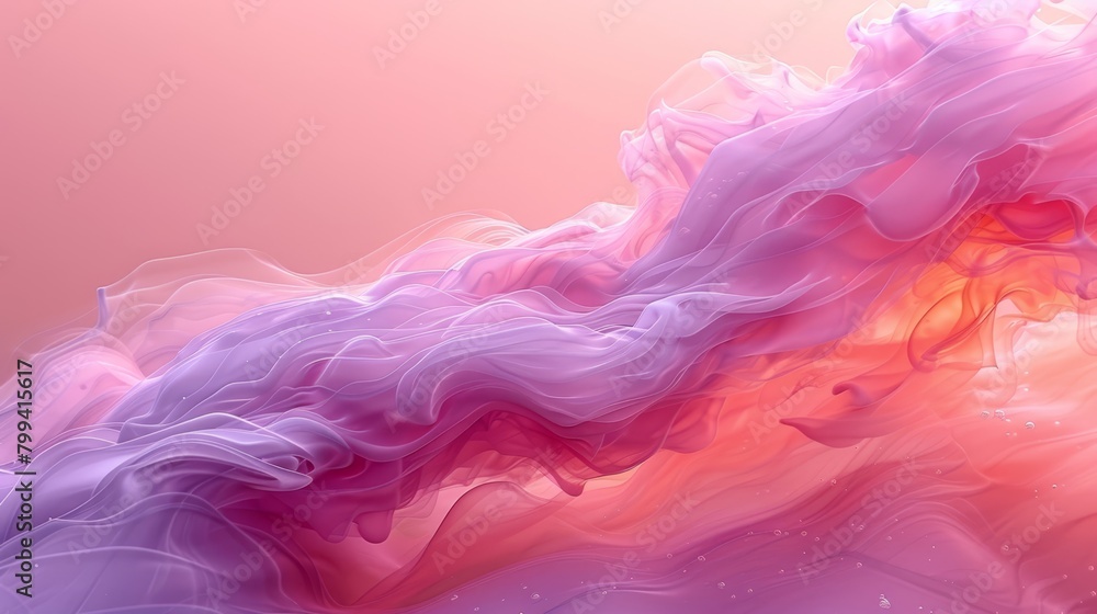 An abstract painting of a wave in pink and purple liquid against a light pink backdrop An abstract painting of a wave in pink and purple liquid against a light pink backdrop