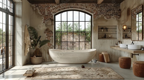 Large White Bathtub in Bathroom