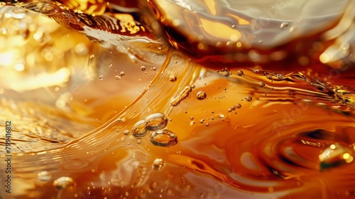 The flowing, transparent liquid of whiskey, bright tones