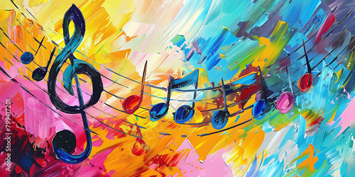 abstract note music colorful from acrylic oil bright paint large strokes