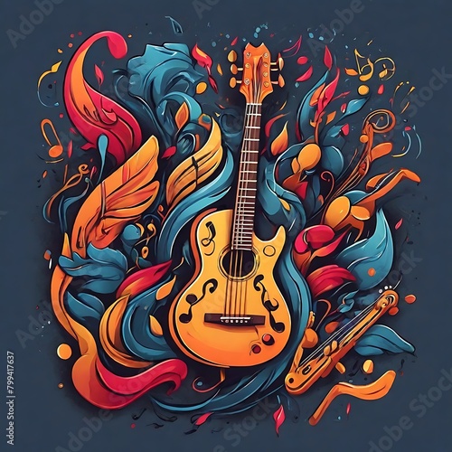 celebrates the power of music with guitar