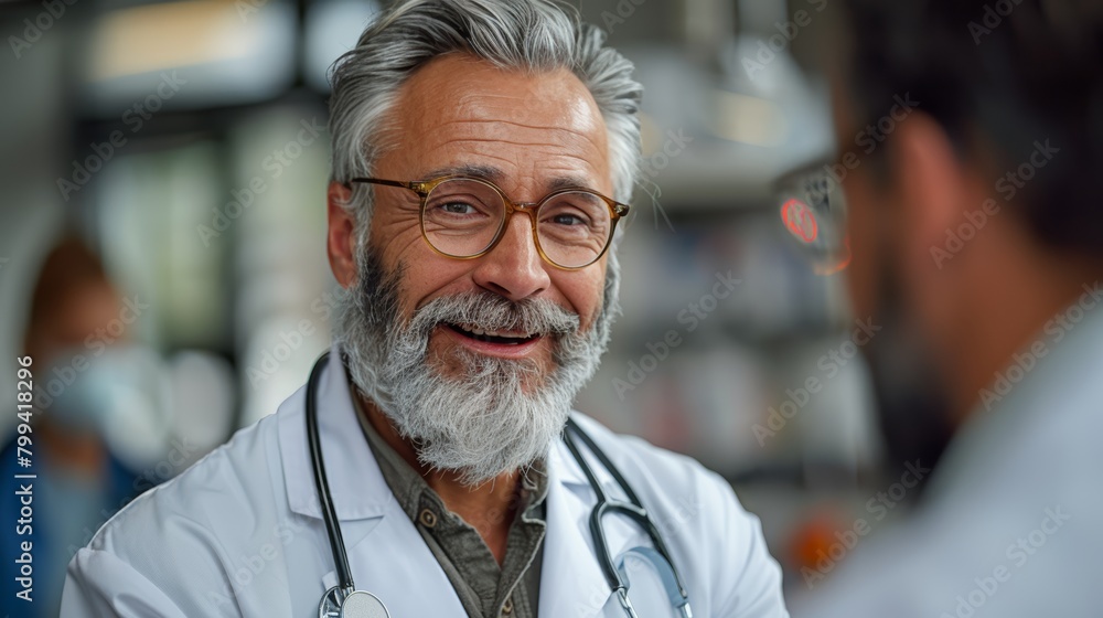 Man With Stethoscope Talking to Woman Man With Stethoscope Talking to Woman
