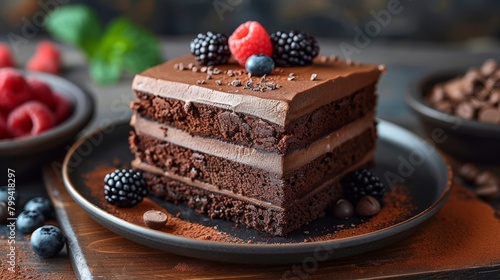 Decadent Chocolate Cake With Fresh Berries