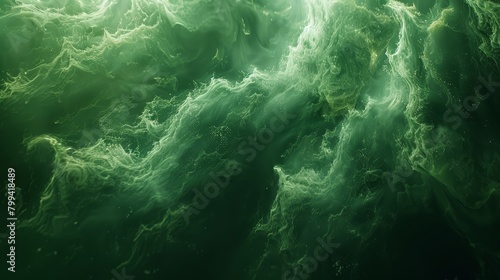   A tight shot of a green-black dual tone backdrop  illuminated significantly from above