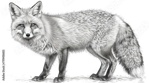  A monochrome illustration portraying a fox gazing mournfully into the camera