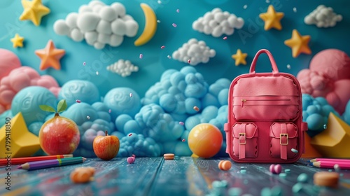 Pink Backpack on Table