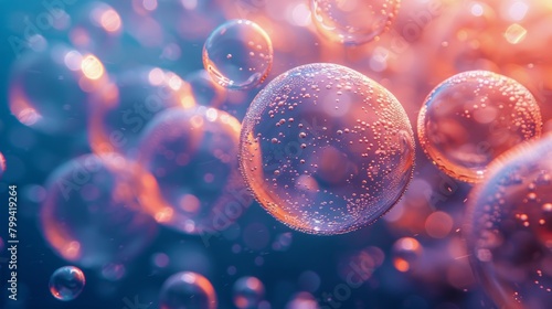 Soap Bubbles Floating in the Air on a Blue Background