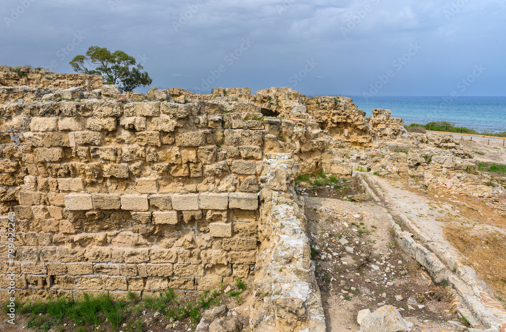 Columns and ruins in the ancient city of Salamis in Cyprus. Salamis Ruins, Famagusta, Turkish Republic of Northern Cyprus, CYPRUS. 5