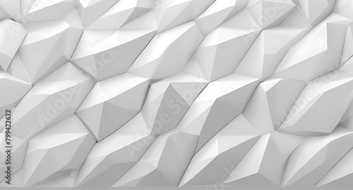 White abstract low-poly, horizontal polygonal triangular mosaic background for design concepts