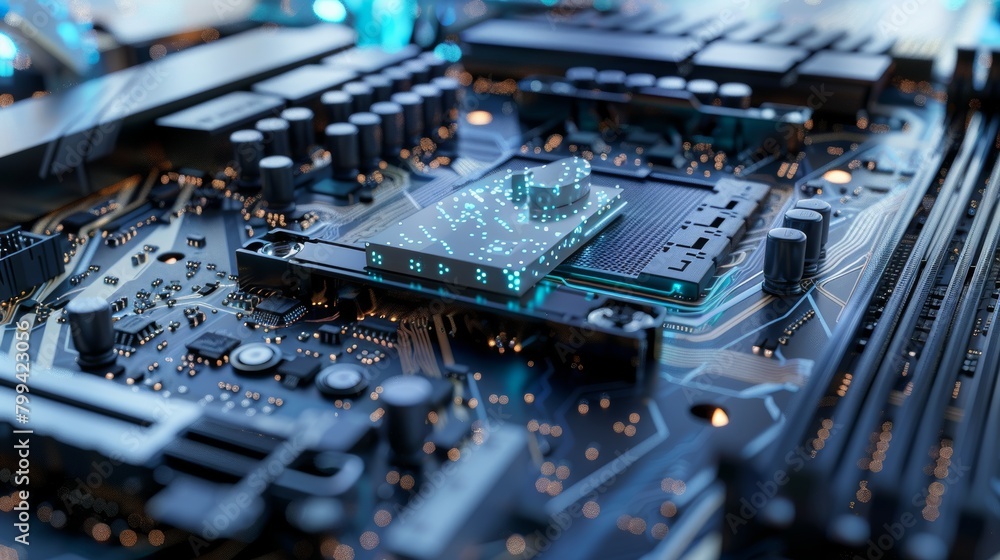 Revolutionizing Technology Closeup of AI Chipsets on Motherboard Powering the Future of AI and SEO Innovation
