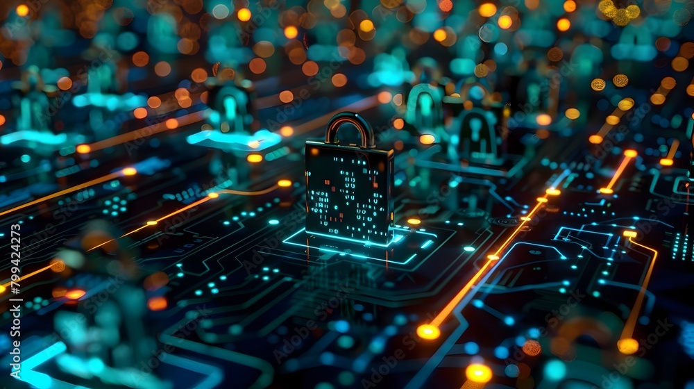 Futuristic Cybersecurity Landscape with Interconnected Digital Infrastructure Futuristic Cybersecurity Landscape with Interconnected Digital Infrastructure