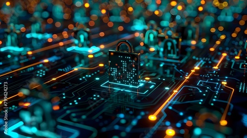 Futuristic Cybersecurity Landscape with Interconnected Digital Infrastructure
