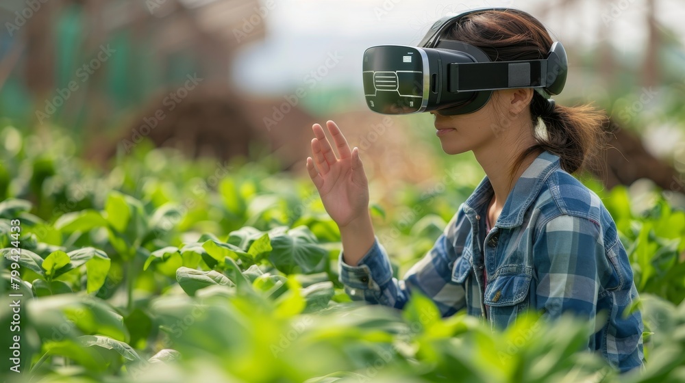 Fototapeta premium Revolutionizing Agriculture Virtual Reality Technology Empowers Farmers with AIDriven Techniques