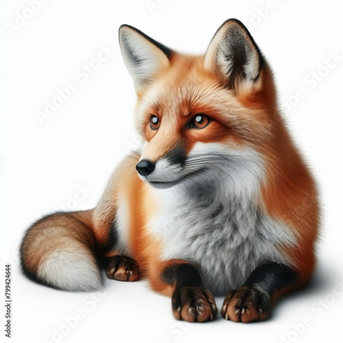 red fox vulpes on white © Deanmon