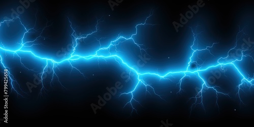 Cyan lightning  isolated on a black background vector illustration glowing cyan electric flash thunder lighting blank empty pattern with copy space